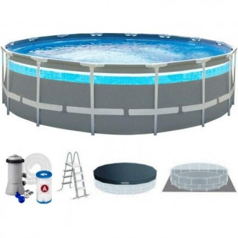 Каркасный бассейн INTEX PRISM FRAME 427х107см, 12706л, фил.-насос 3785л\ч, лестница, тент, подстилка, 26722 Каркасный бассейн INTEX PRISM FRAME 427х107см, 12706л, фил.-насос 3785л\ч, лестница, тент, подстилка, 26722