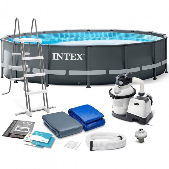 Каркасный бассейн INTEX ULTRA FRAME 488х122см, фильтр-насос, лестница, тент, подстилка 26326 Каркасный бассейн INTEX ULTRA FRAME 488х122см, фильтр-насос, лестница, тент, подстилка 26326