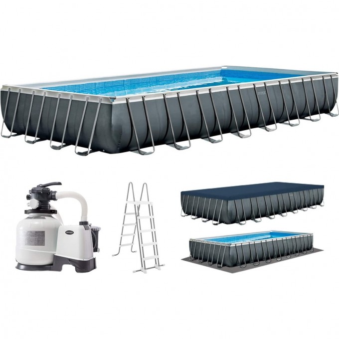 Каркасный бассейн INTEX ULTRA FRAME 975х 488х132см, фильтр-насос, лестница, тент, подстилка 26374