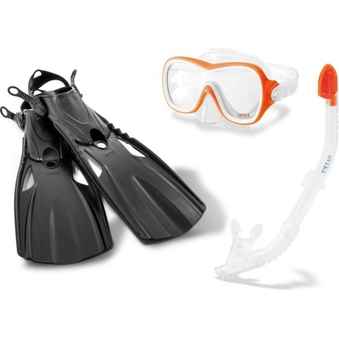 Набор для подводного плавания INTEX WAVE RIDER , 3 предмета: маска, трубка, ласты, от 8 лет 55658 Набор для подводного плавания INTEX WAVE RIDER , 3 предмета: маска, трубка, ласты, от 8 лет 55658